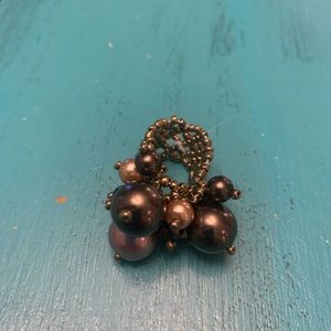 Brown beaded stretch ring